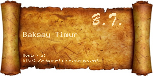 Baksay Timur névjegykártya